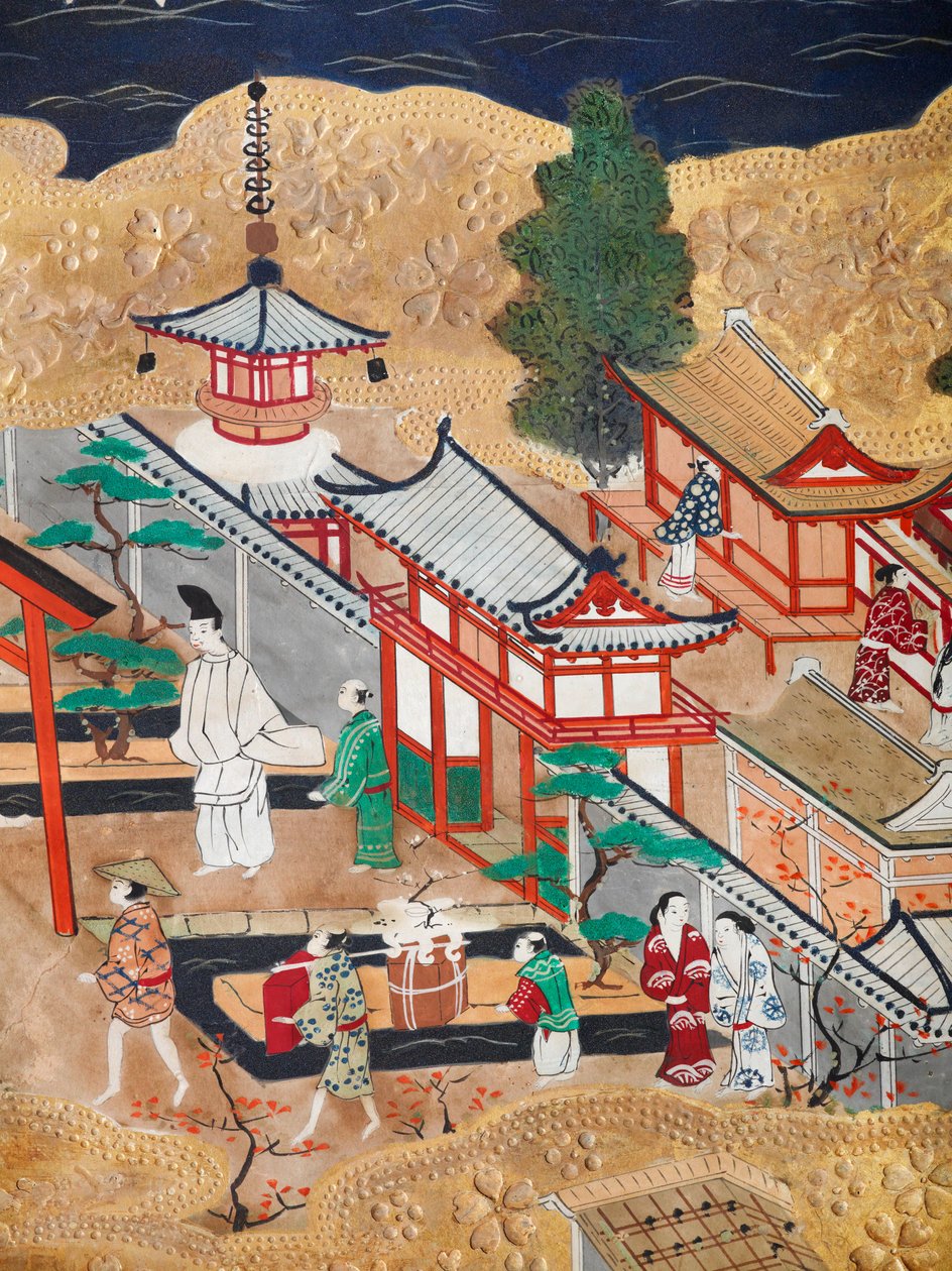 Osakazu Byobu - japán nyolctáblás hajtogatott paraván (festmény) alkotó: Japanese School