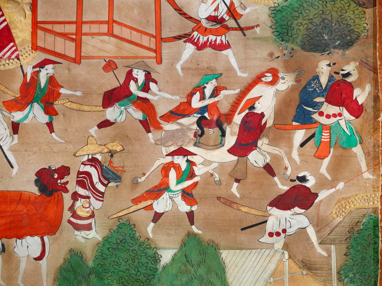 Osakazu Byobu - japán nyolctáblás hajtogatott paraván (festmény) alkotó: Japanese School