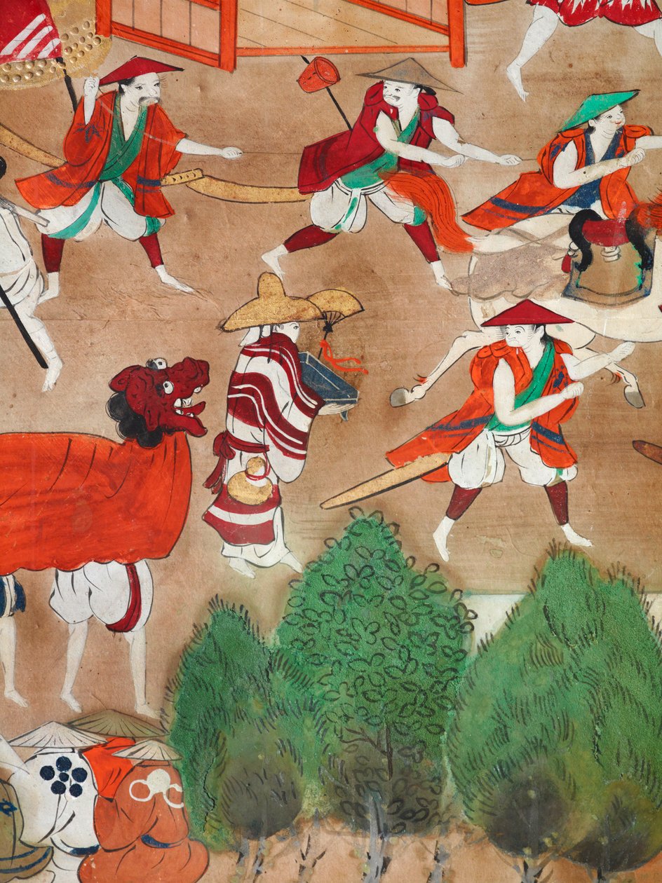 Osakazu Byobu - japán nyolctáblás hajtogatott paraván (festmény) alkotó: Japanese School
