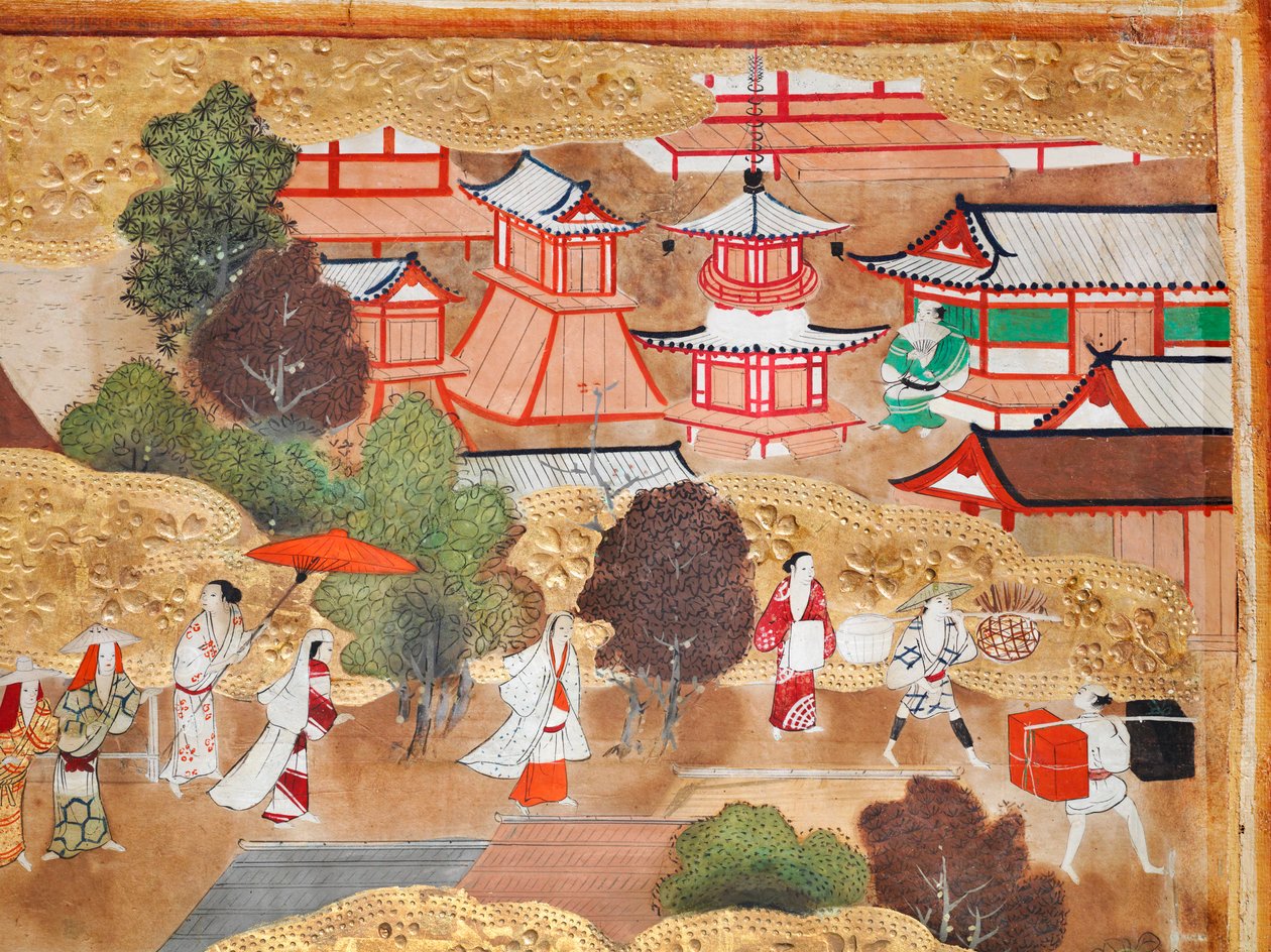 Osakazu Byobu - japán nyolctáblás hajtogatott paraván (festmény) alkotó: Japanese School