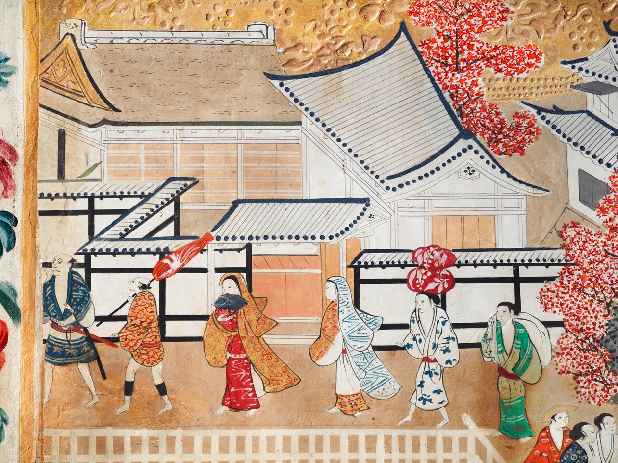 Osakazu Byobu - japán nyolctáblás hajtogatott paraván (festmény) alkotó: Japanese School