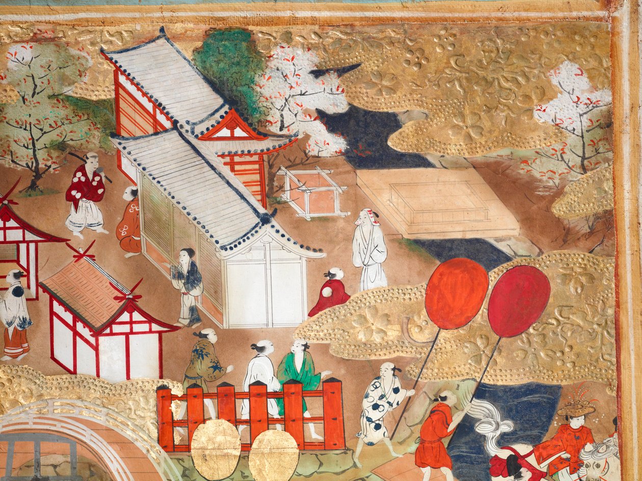 Osakazu Byobu - japán nyolctáblás hajtogatott paraván (festmény) alkotó: Japanese School