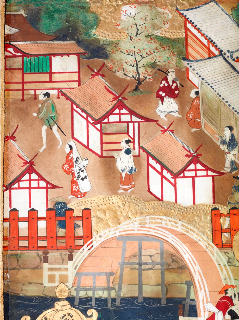 Osakazu Byobu - japán nyolctáblás hajtogatott paraván (festmény) alkotó: Japanese School
