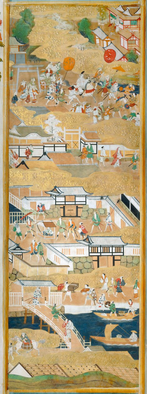 Osakazu Byobu - japán nyolctáblás hajtogatott paraván (festmény) alkotó: Japanese School
