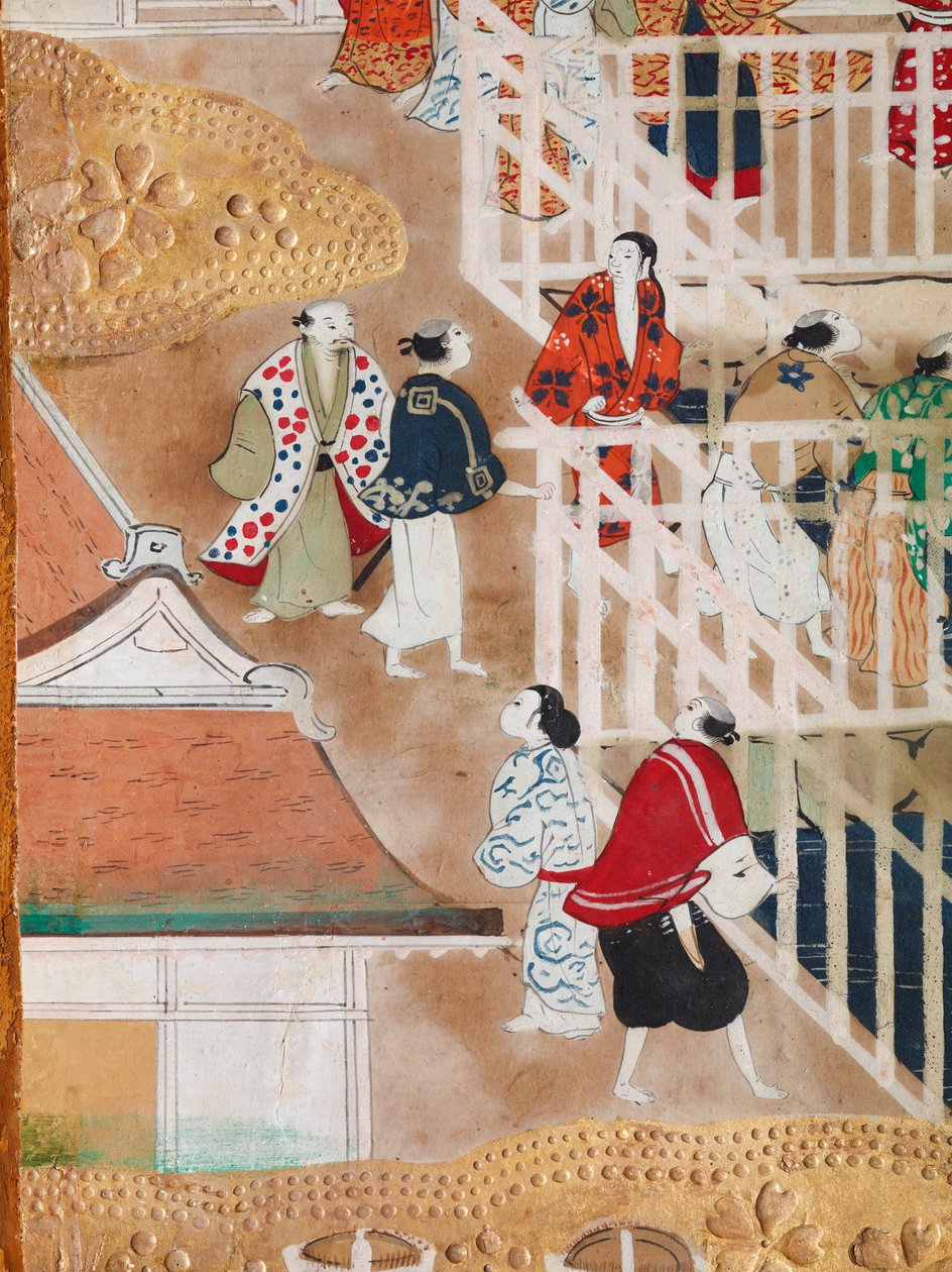 Osakazu Byobu - japán nyolctáblás hajtogatott paraván (festmény) alkotó: Japanese School