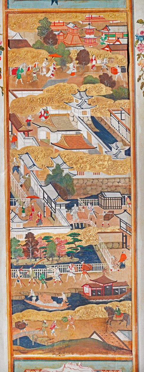 Osakazu Byobu - japán nyolctáblás hajtogatott paraván (festmény) alkotó: Japanese School