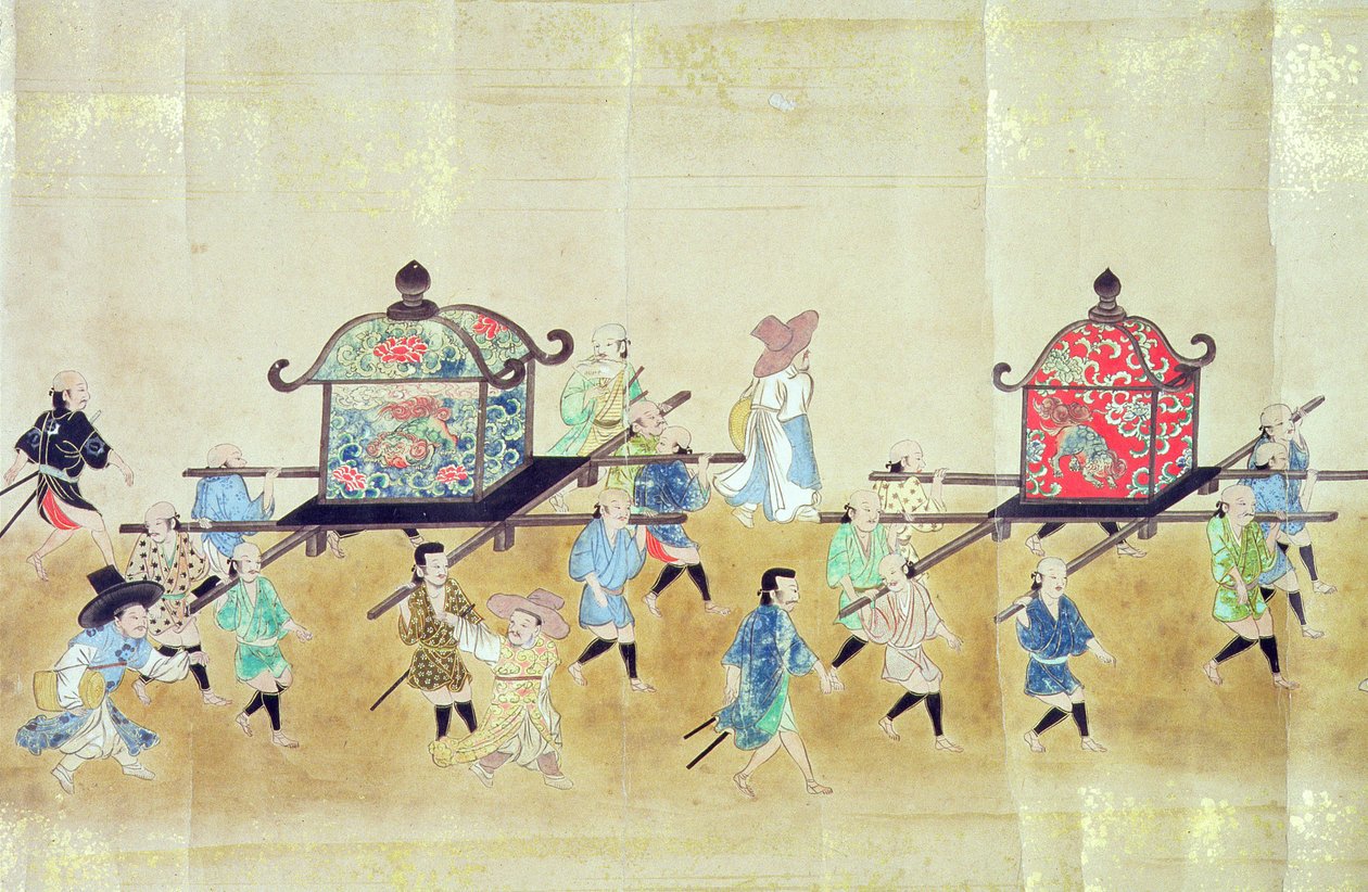 Korea hatodik japán nagykövetségének része a Tokugawa Ietsuna utódlás idején, 1651-ben, valószínűleg Kano Masanobu (1625-94) 1655-57 (tekercses festmény) (lásd még: 120822 és 120823) alkotó: Japanese School