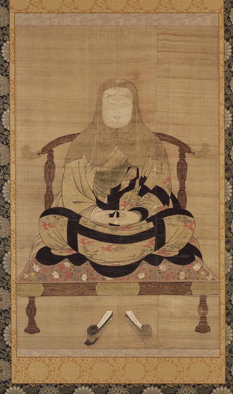 Tendai Daishi portréja, Nanbokucho korszak (tinta, szín és arany selyemen) alkotó: Japanese School