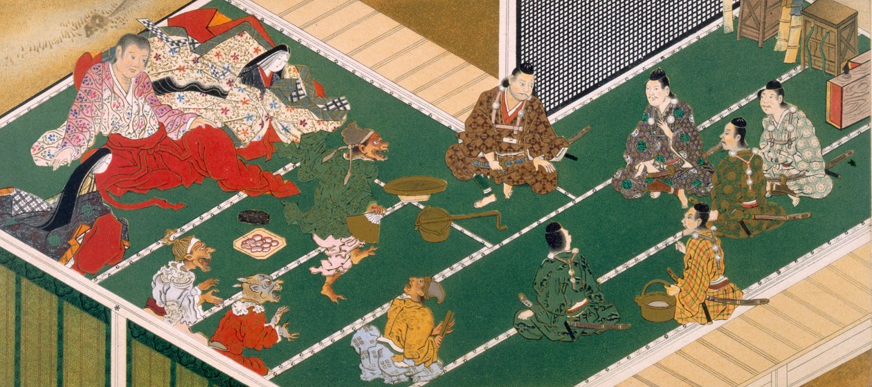 Raiko és társai a démonrabló előtt (színes fatömbnyomat) alkotó: Japanese School