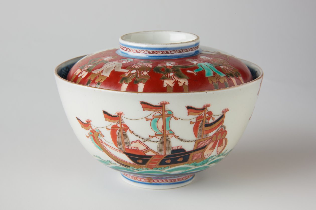 Rizstál és borító, esetleg 19. századi (Ko-Imari edények, porcelán máz alatti kékkel és felülmáz zománccal) alkotó: Japanese School