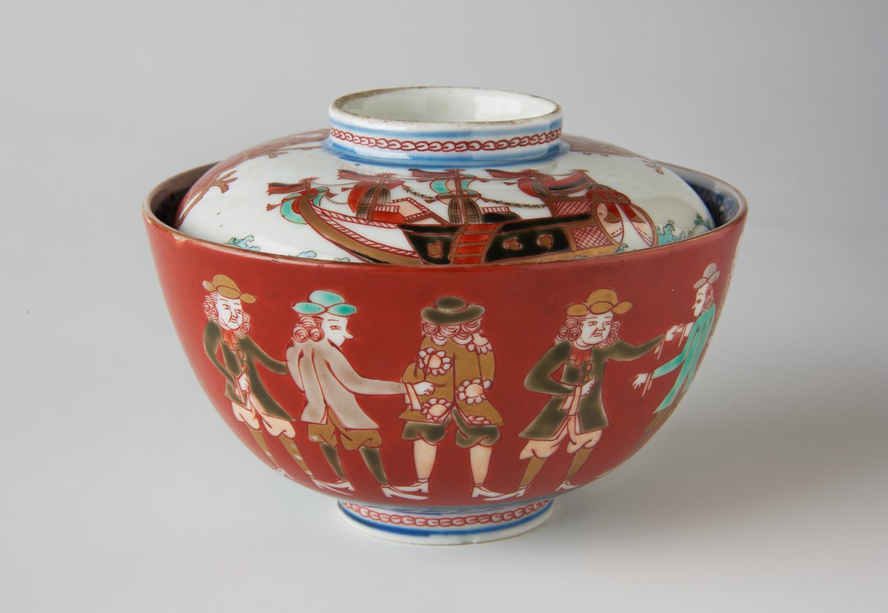 Rizstál és borító, esetleg 19. századi (Ko-Imari edények, porcelán máz alatti kék és máz zománccal) alkotó: Japanese School