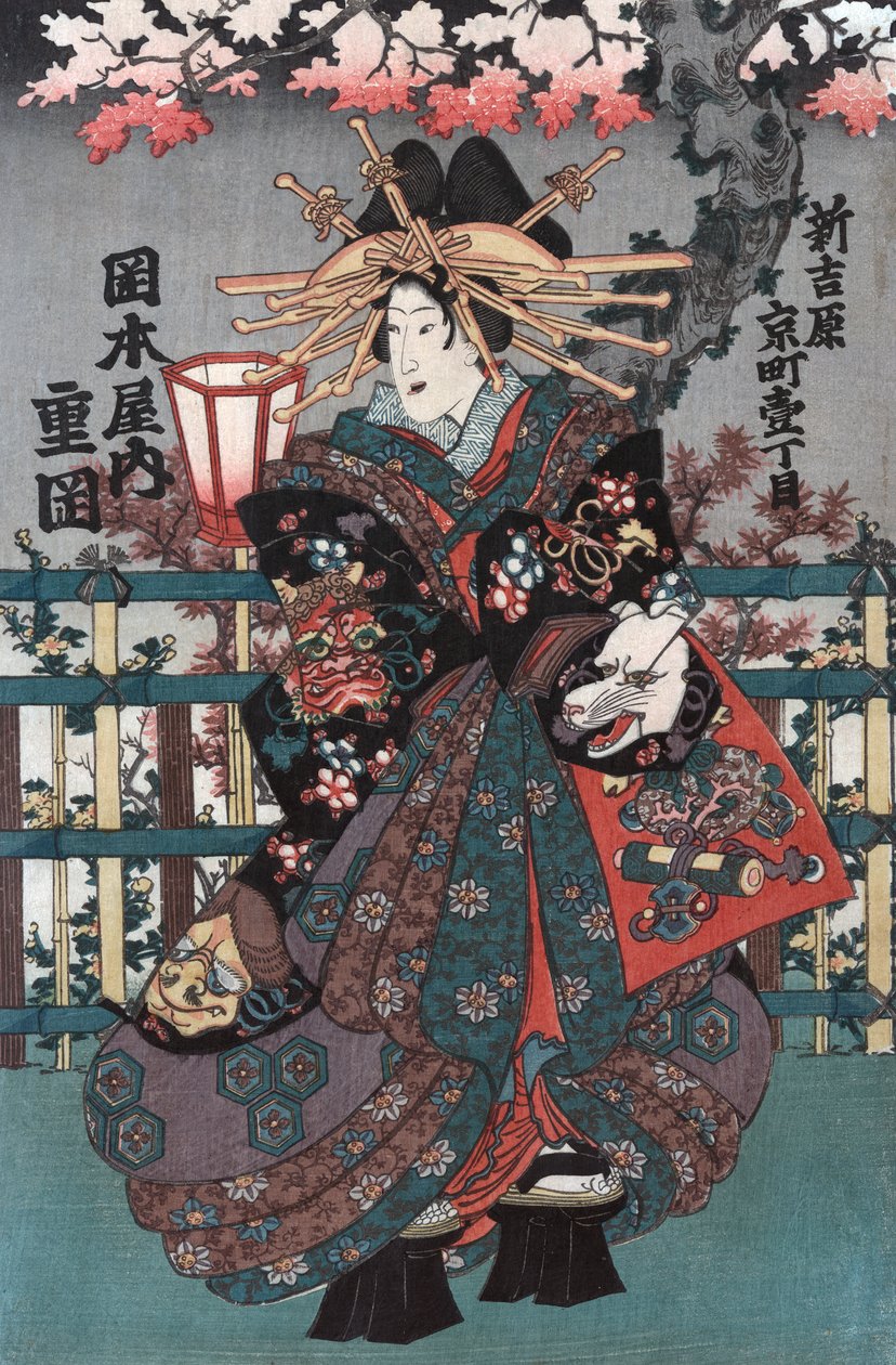 Jobb panel egy japán kurtizánok triptichonjából alkotó: Japanese School
