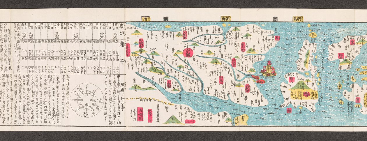 Japán utak térképének része.  Dai Nihon koku junro meiki daisei. ["Japán főútjainak tiszta és aprólékos térképe"]  1850 alkotó: Japanese School