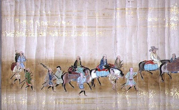 Hatodik koreai követség Japánban a Meireki 1-ben Tokugawa Ietsuna trónra lépésének idején, 1651-ben, valószínűleg Kano Masunobu (1625-94) alkotása (tekercsfestmény) (részlet) (lásd még 120832) alkotó: Japanese School