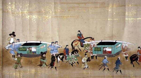 Hatodik koreai követség Japánban a Meireki 1-ben Tokugawa Ietsuna trónra lépésének idején, 1651-ben, valószínűleg Kano Masunobu (1625-94) alkotása (tekercsfestmény) (részlet) (lásd még 79781) alkotó: Japanese School