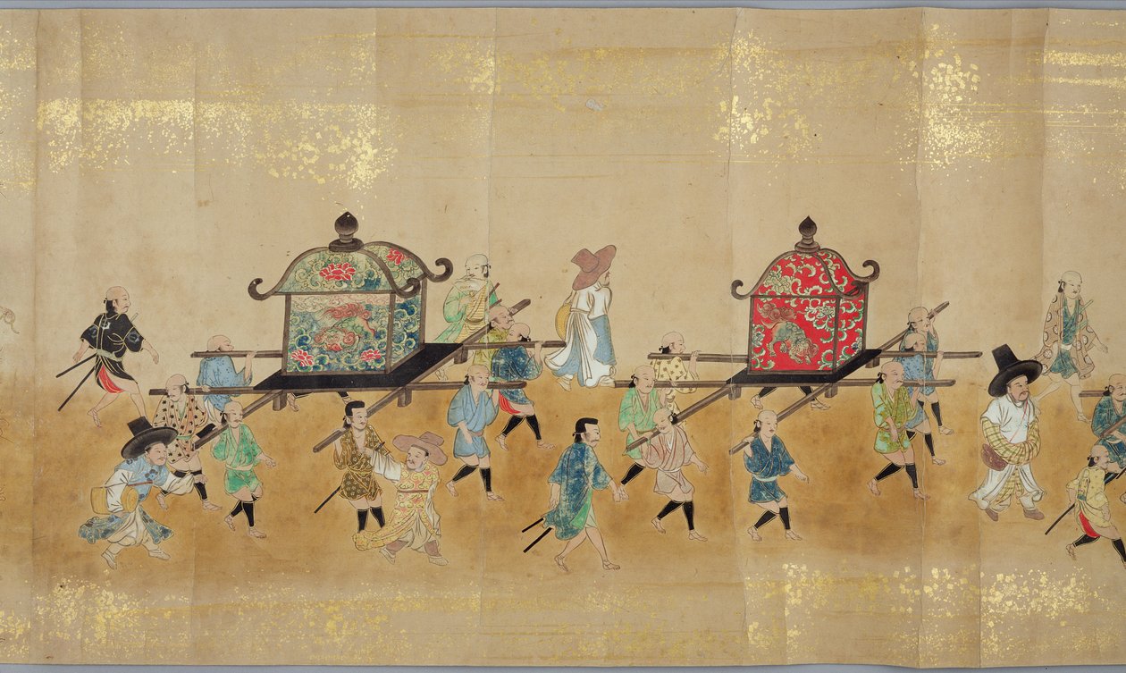 Korea hatodik nagykövetsége Japánban a Meireki 1-ben a Tokugawa Ietsunas utódlás idején, 1651-ben, valószínűleg Kano Masunobu (1625-94) (tekercsfestmény) (részlet) (lásd még: 79774 és 120823) alkotó: Japanese School