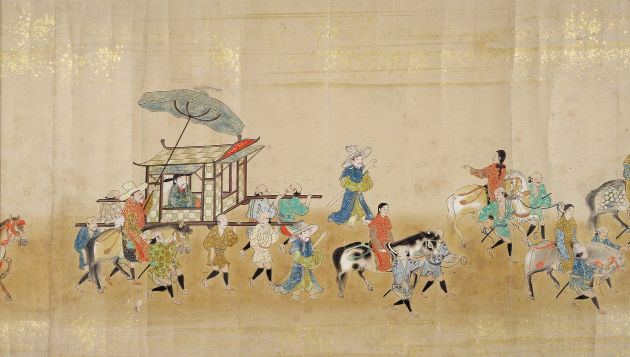 Korea hatodik nagykövetsége Japánban a Meireki 1-ben a Tokugawa Ietsunas utódlás idején, 1651-ben, valószínűleg Kano Masunobu (1625-94) (tekercsfestmény) (részlet) (lásd még: 120833) alkotó: Japanese School