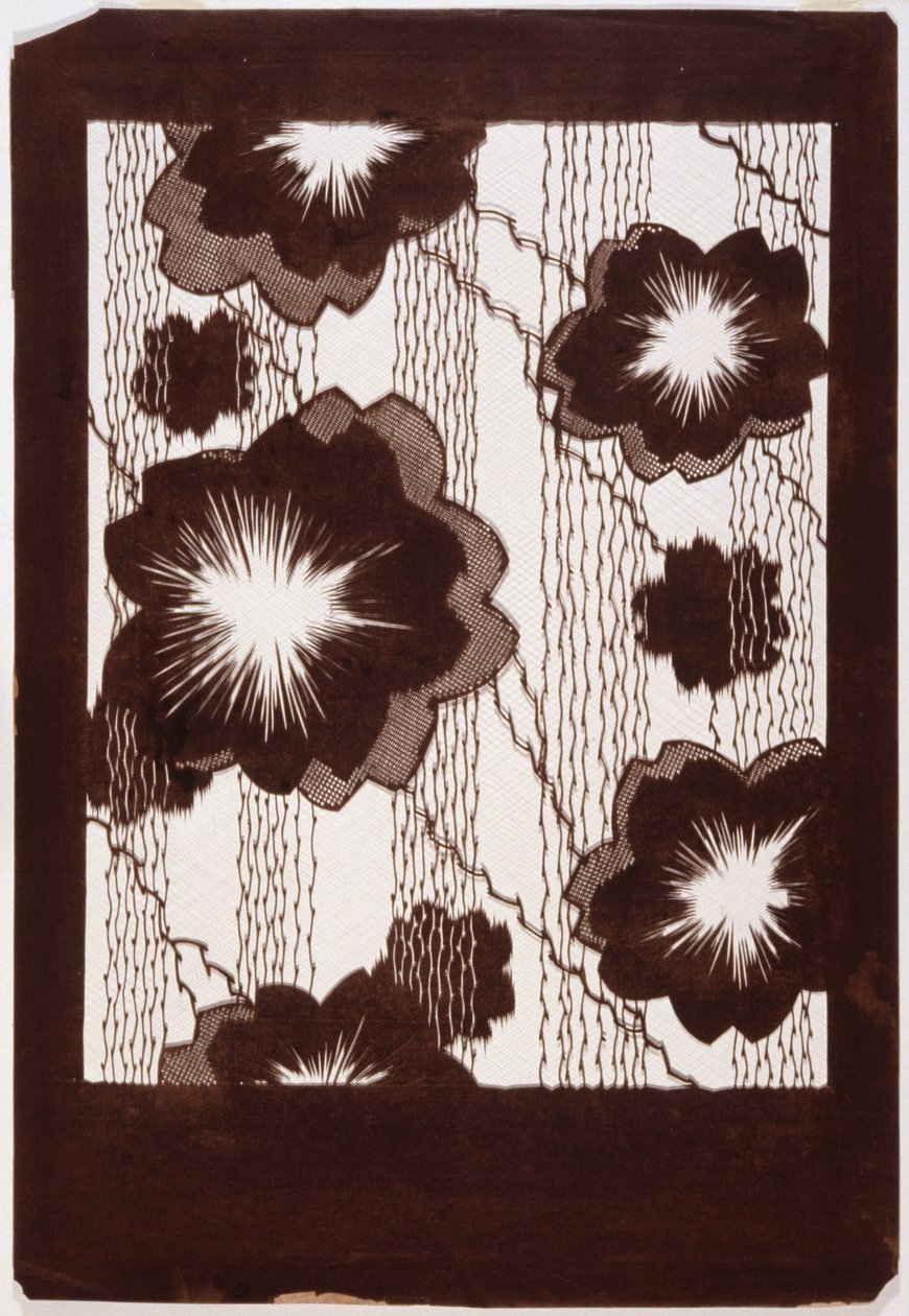 Stencil: Hibiszkusz virágok és fűzfaágak (papír) alkotó: Japanese School