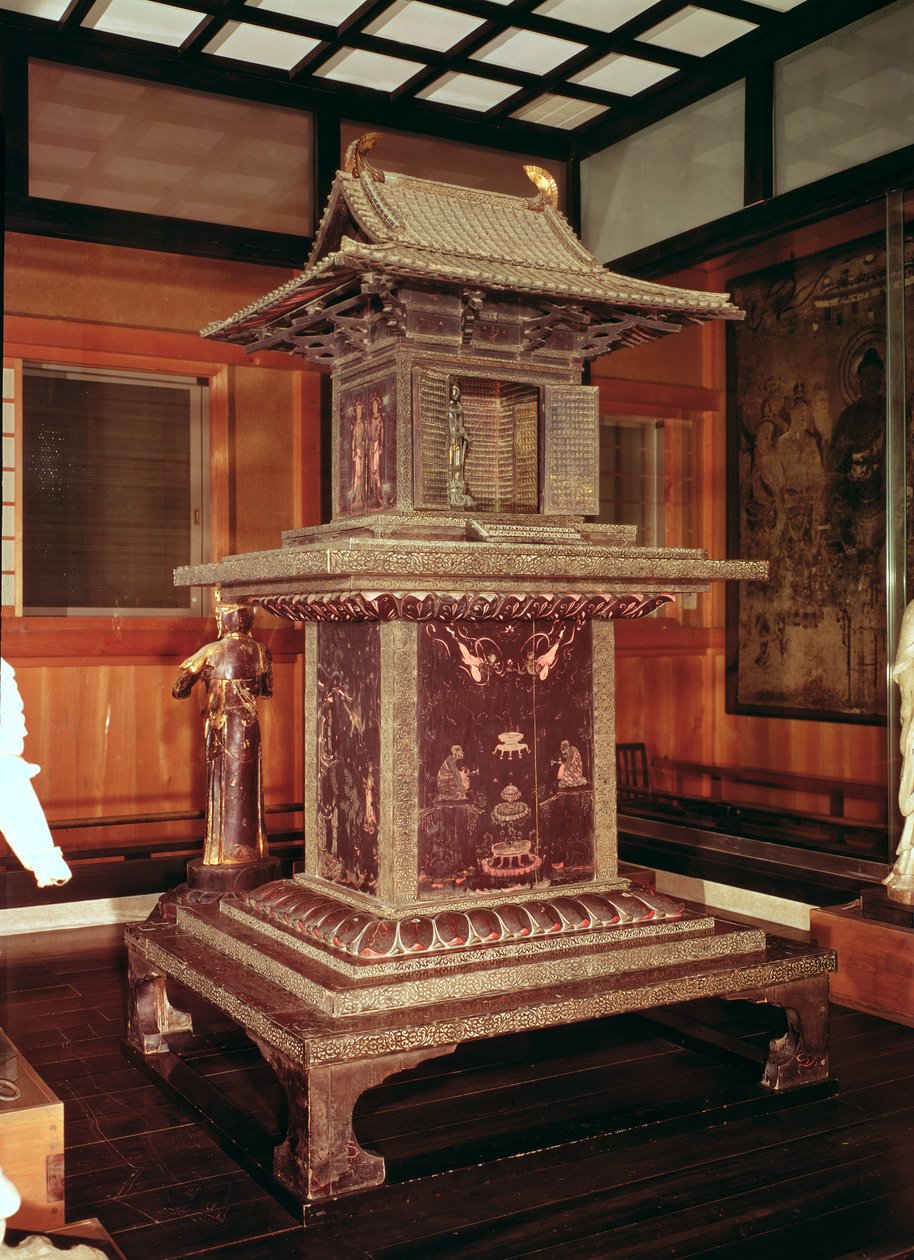 Tamamushi szentély a Horyu Ji templomból, Buddha történetét ábrázolja egy korábbi inkarnációjában, 650 körül alkotó: Japanese School
