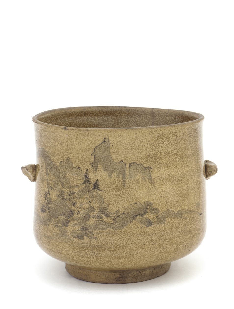 Tea-szertartásos vizes korsó tájdizájnnal, Saga vagy Nagasaki prefektúra, Edo-korszak, (kerámia) alkotó: Japanese School