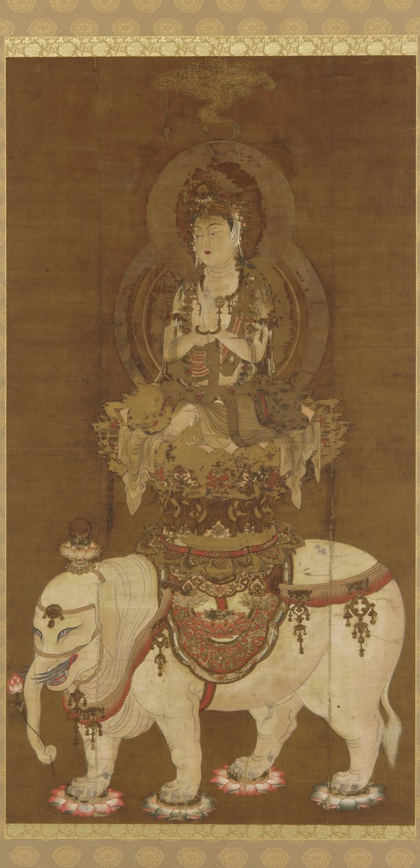 A Bodhisattva – Fugen (Fugen Bosatsu) Heian-korszak (tinta, arany és ezüst a selyemen) alkotó: Japanese School