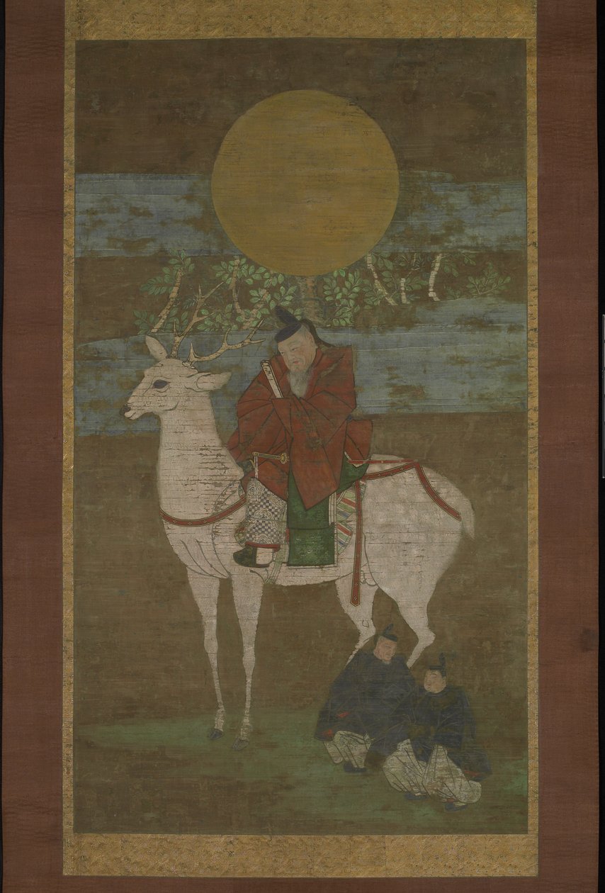 Az indulás Kasimából (az istenség Kasuga out), 14. század vége (Függő tekercs: tinta, szín és arany selyemen) alkotó: Japanese School
