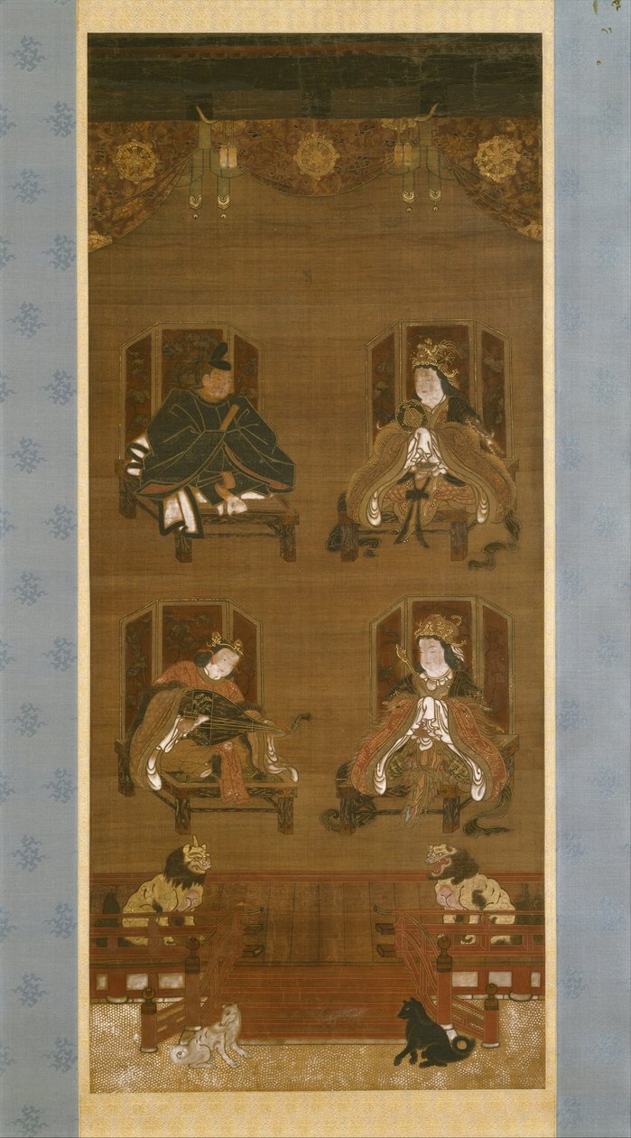 A K?yasan templomkomplexum négy istensége, 14. század vége, Nanbokuch? időszak (1336–92), függő tekercs (tinta, szín és arany selyemen) alkotó: Japanese School