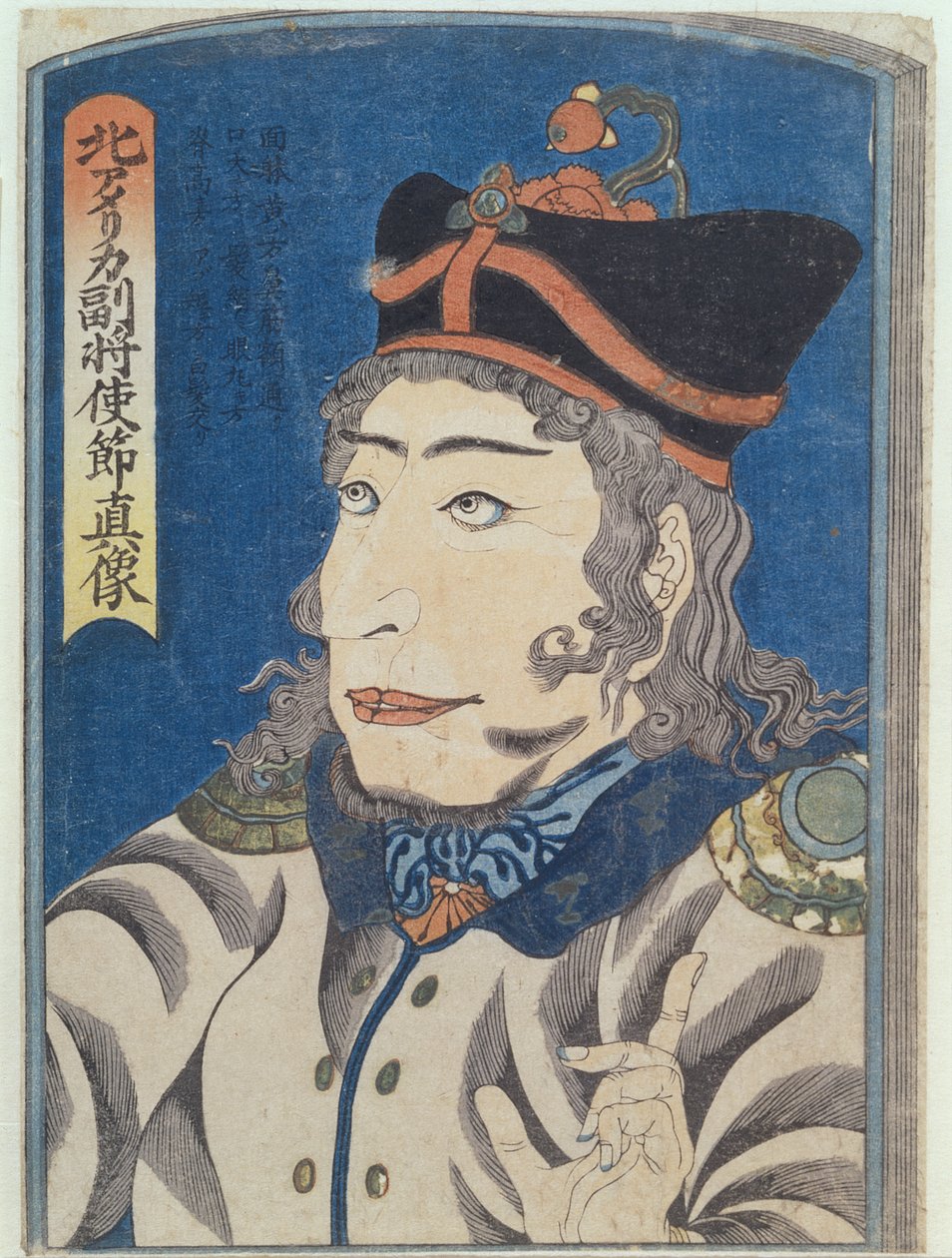 Az észak-amerikai Adams tábornok adjutáns, 1854 körül (színes fametszet) alkotó: Japanese School