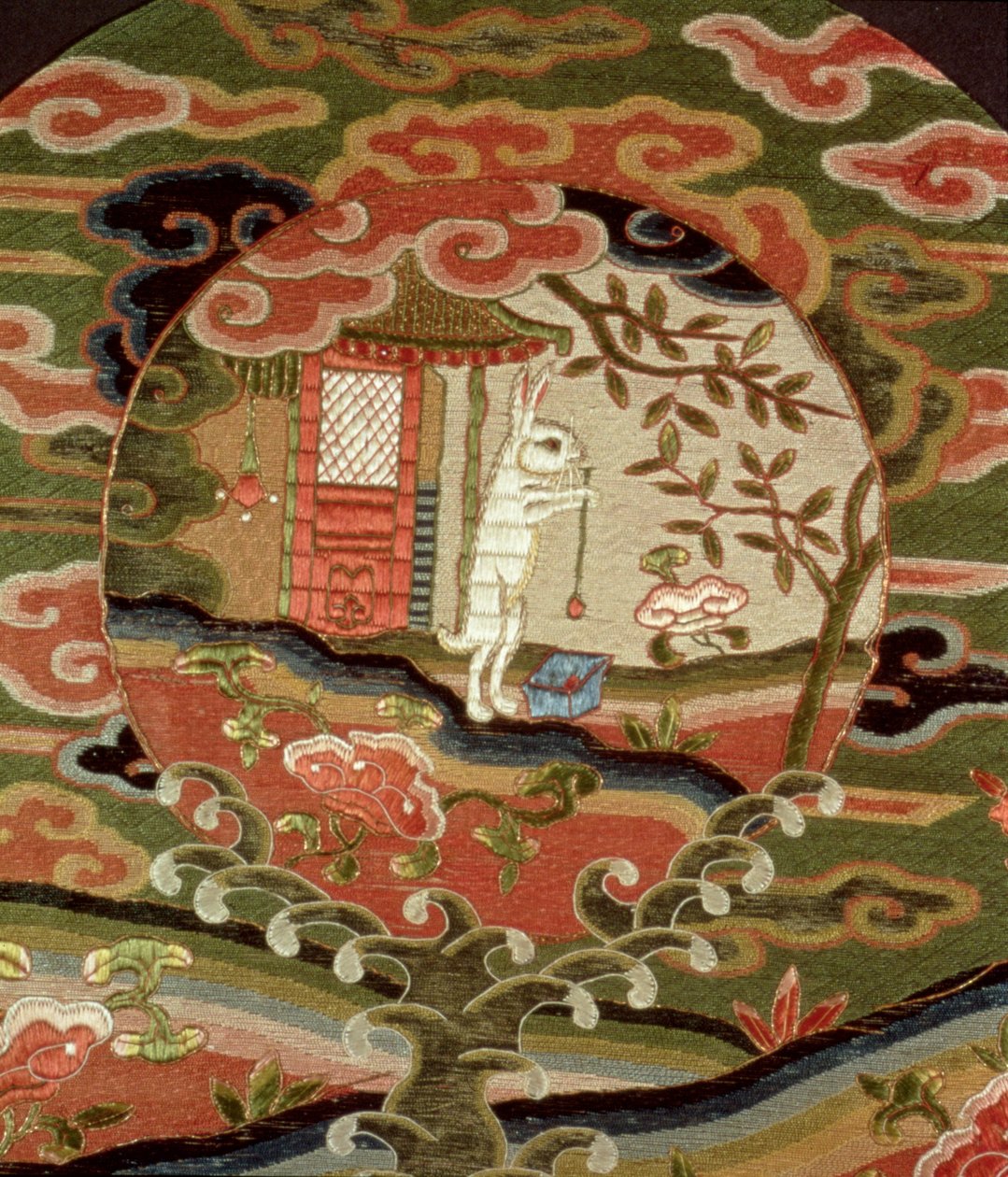A teknős és a nyúl, Edo-korszak (1600-1868) (selyemhímzés) (részlet) alkotó: Japanese School
