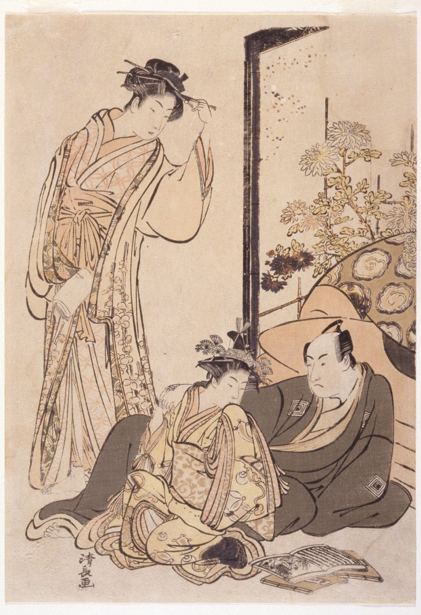 Három figura, 1760-1810 körül (fametszet) alkotó: Japanese School