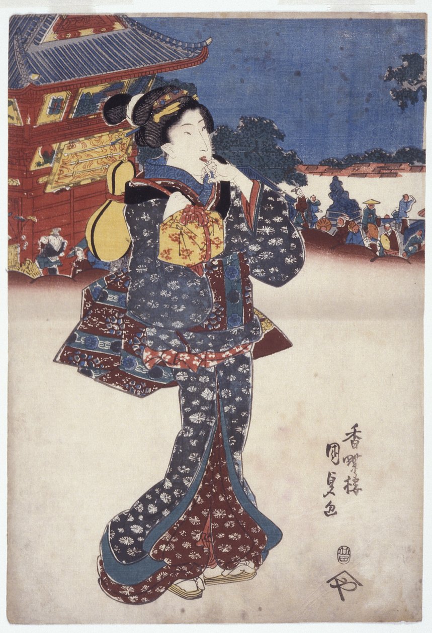 Cím nélkül (Egy nő utazik) (színes fametszetek) alkotó: Japanese School