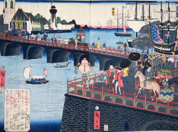 Kilátás Londonra, 1860 körül (színes fatömbnyomat) alkotó: Japanese School