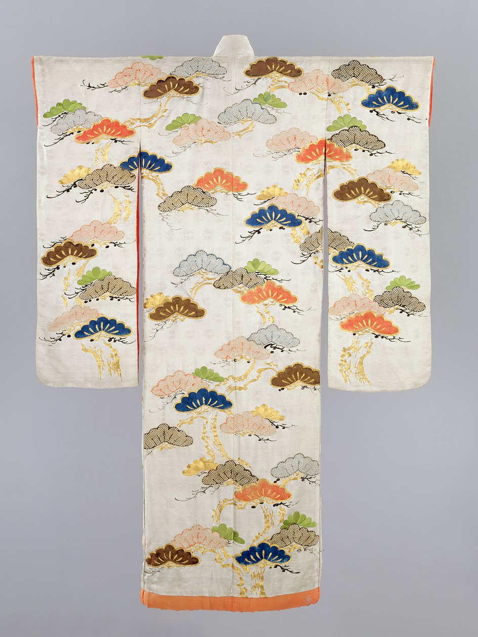 Női kimonó, Edo-korszak (1600-1868) (selyem fémszálakkal) alkotó: Japanese School