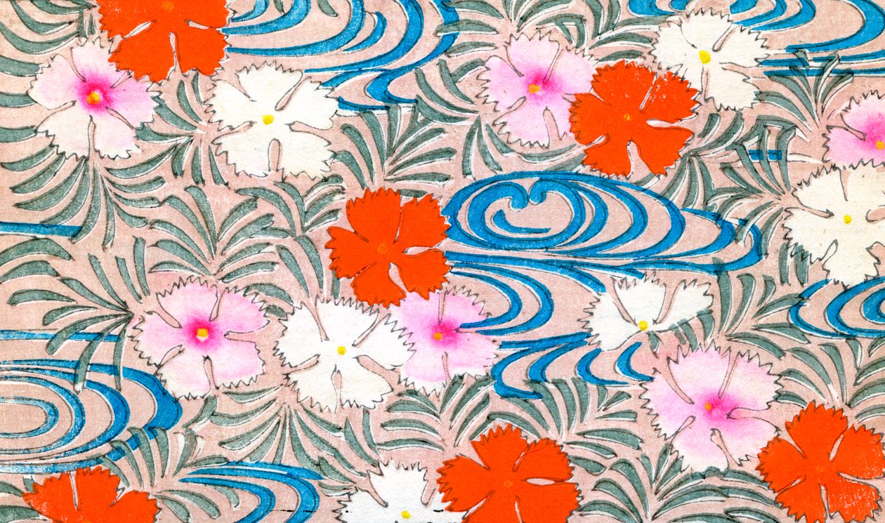 Woodblock nyomat szegfű virágok alkotó: Japanese School
