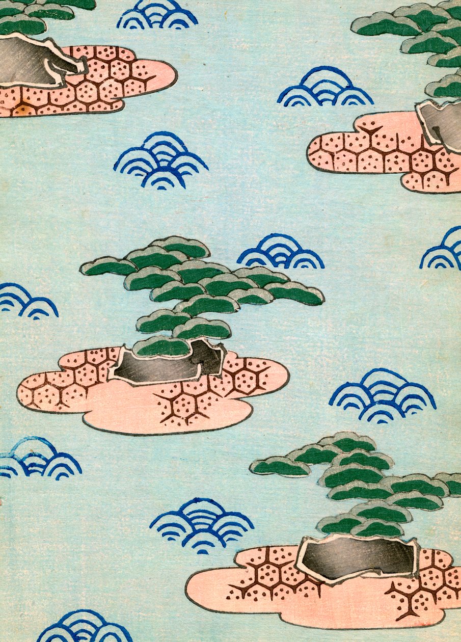 Fatömb nyomat fák a szigeteken alkotó: Japanese School