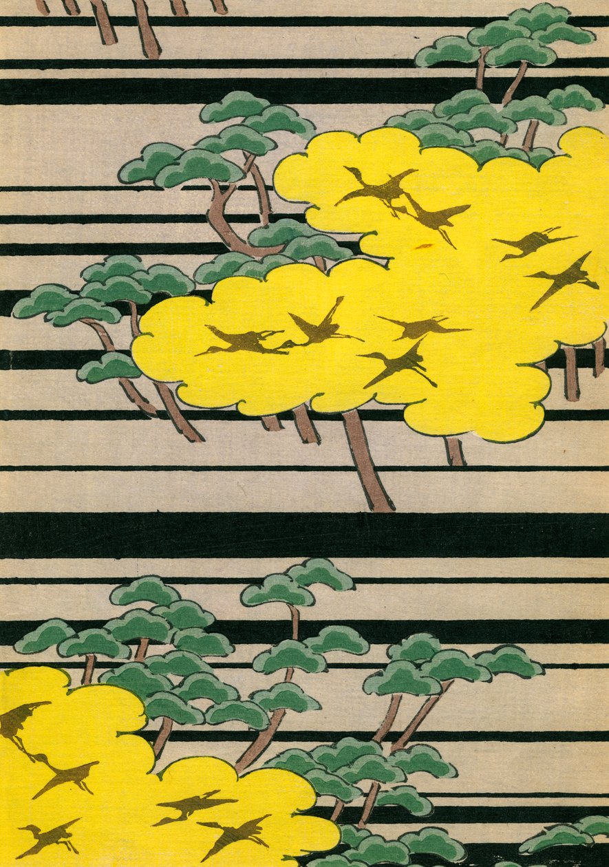 Sárga és zöld fák darukkal alkotó: Japanese School