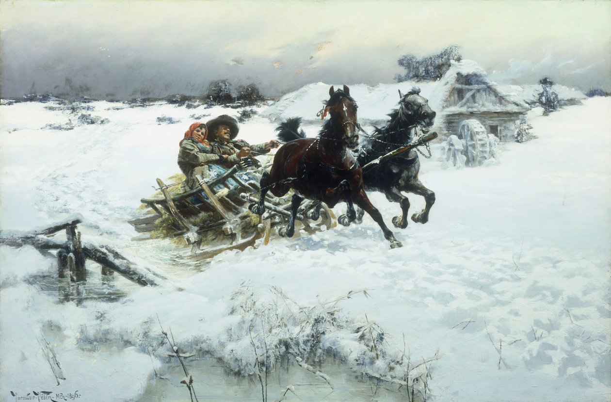 A szánkózás, 1896 alkotó: Jaroslav Friedrich Julius Vesin