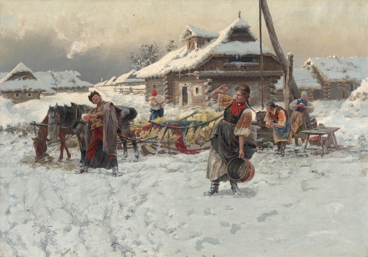 Hógolyók dobálása, 1892. alkotó: Jaroslav Veshin