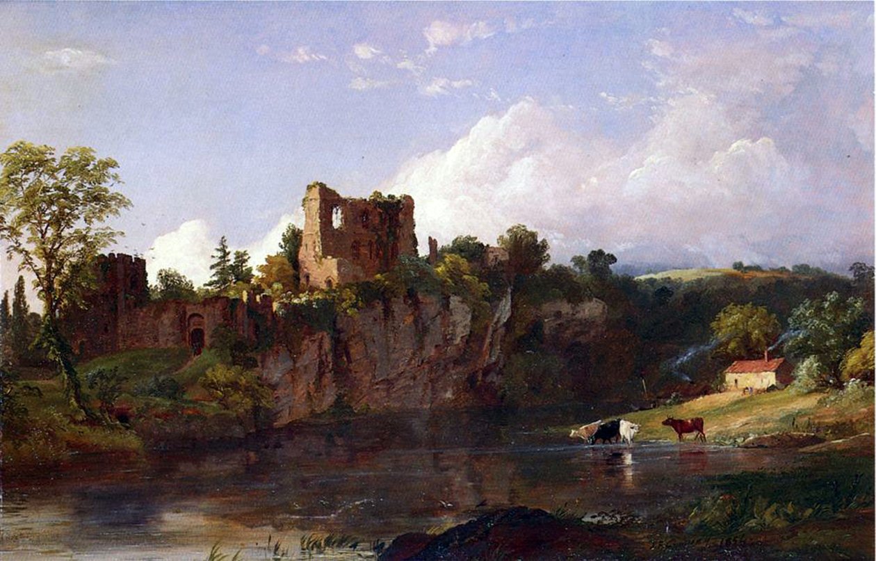 Chepstow kastély, a Wye folyó mentén, 1854 alkotó: Jasper Francis Cropsey