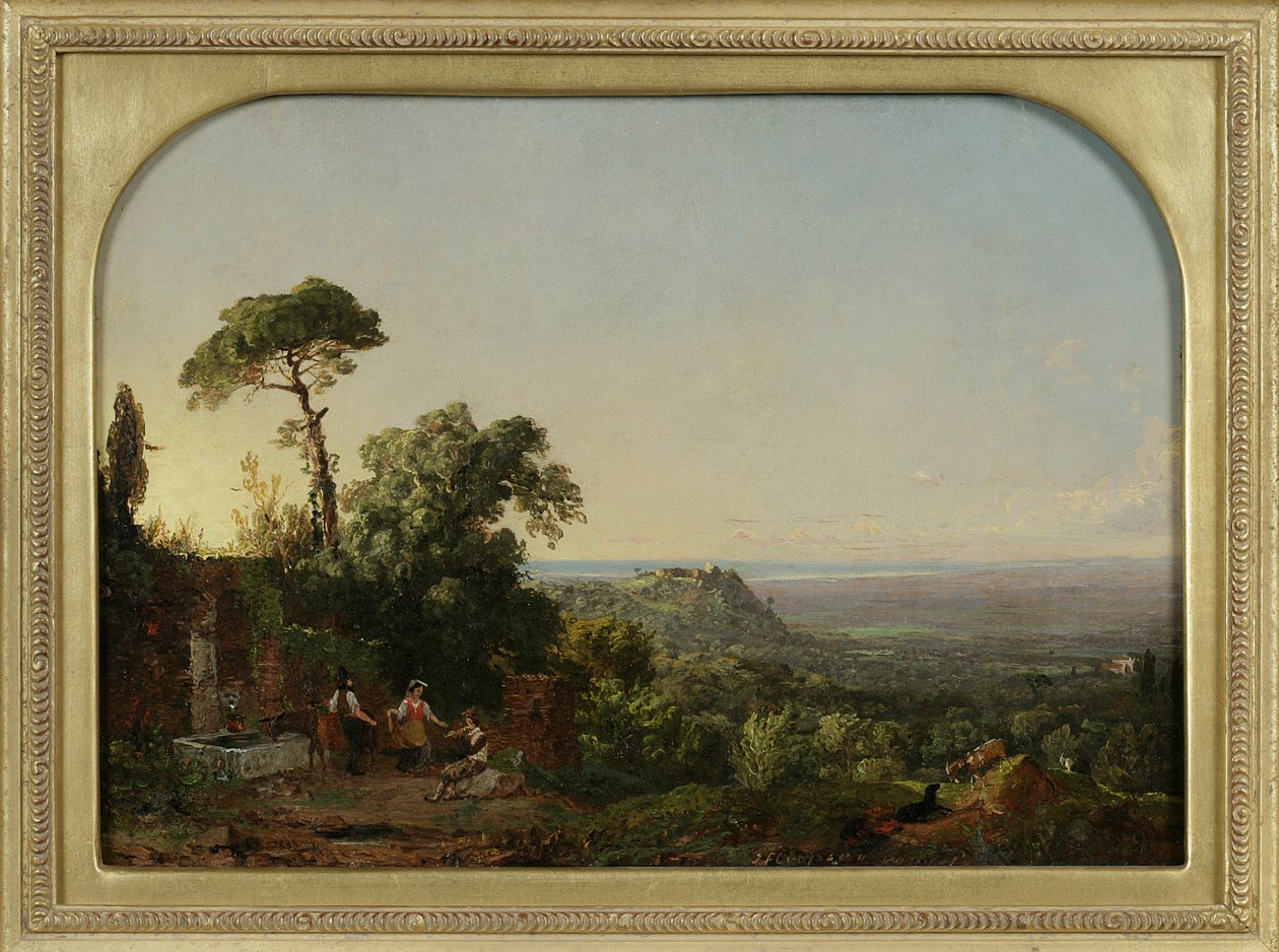 Olasz táj, 1847-49 (olaj, papír, panelre szerelve) alkotó: Jasper Francis Cropsey