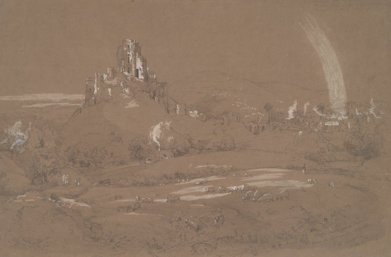Korfu vára és városa a Cromwell-árokból alkotó: Jasper Francis Cropsey