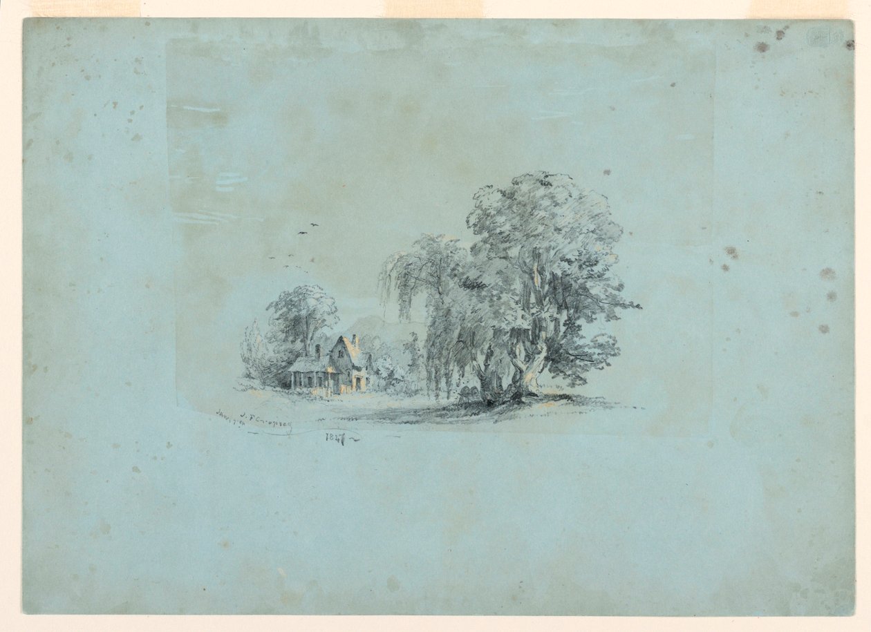 Rajz, Vidéki jelenet, 1847 alkotó: Jasper Francis Cropsey