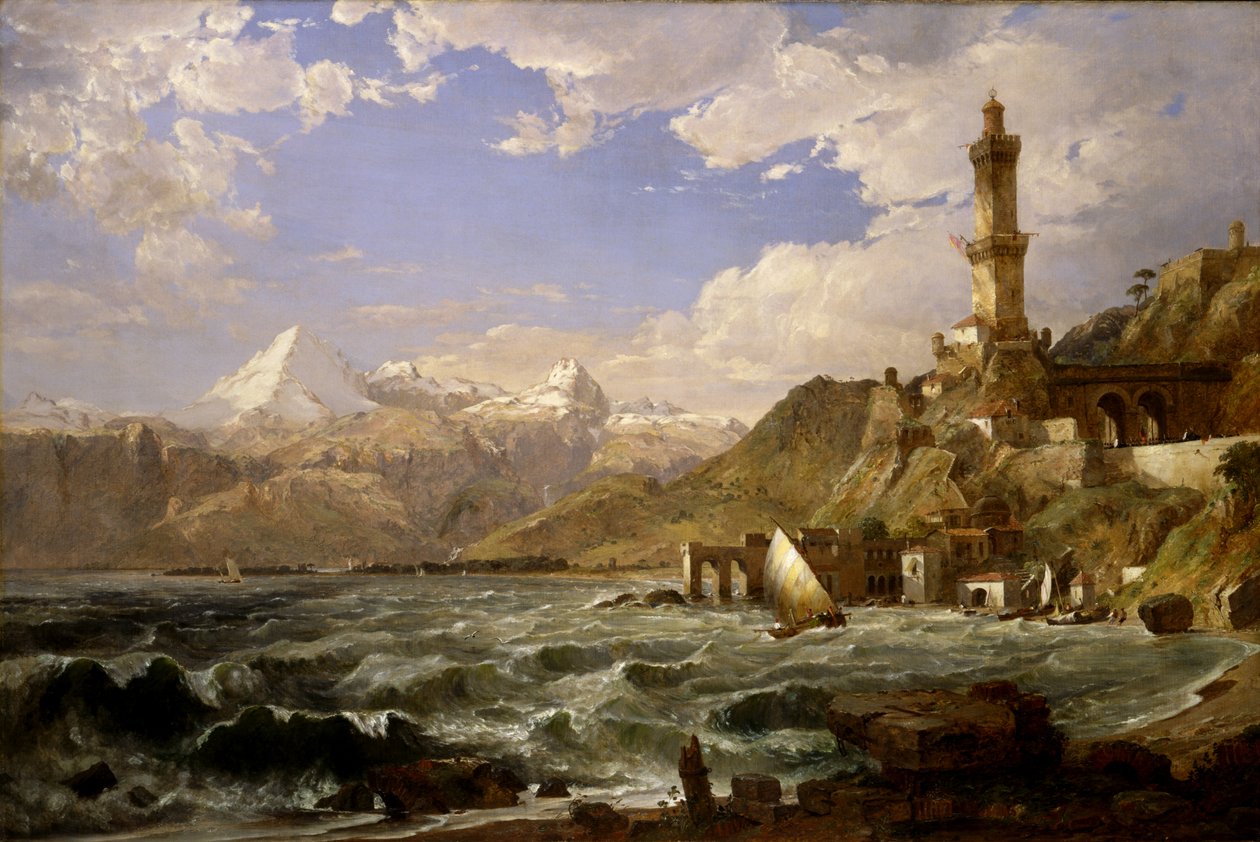 Genova tengerpartja, 1854. alkotó: Jasper Francis Cropsey