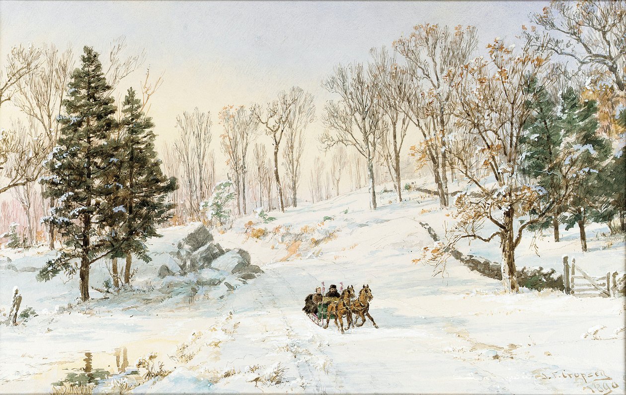 Tél a Ravensdale Roadon, Hastings-on-Hudson alkotó: Jasper Francis Cropsey
