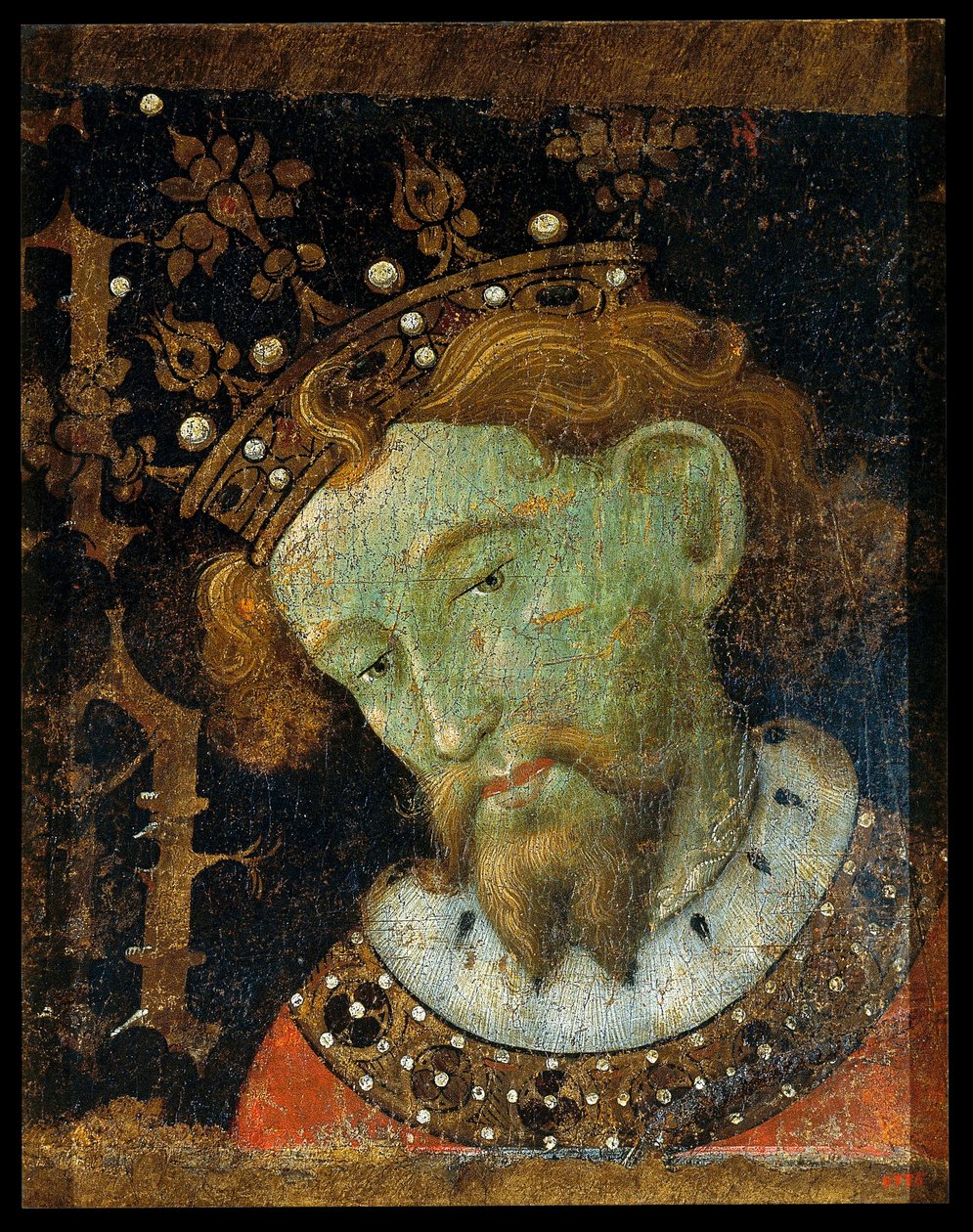 Alphonse III des Asturias, Le Grand néven - III. Alfonso (1265-1291), Aragónia királya - Peinture de Jaume (Jaime) Mateu (1382-1452) - 1427 - Tempera a panelen - 56,5x45,2 - Nemzeti Művészeti Múzeum Katalónia, Barcelona alkotó: Jaume Mateu