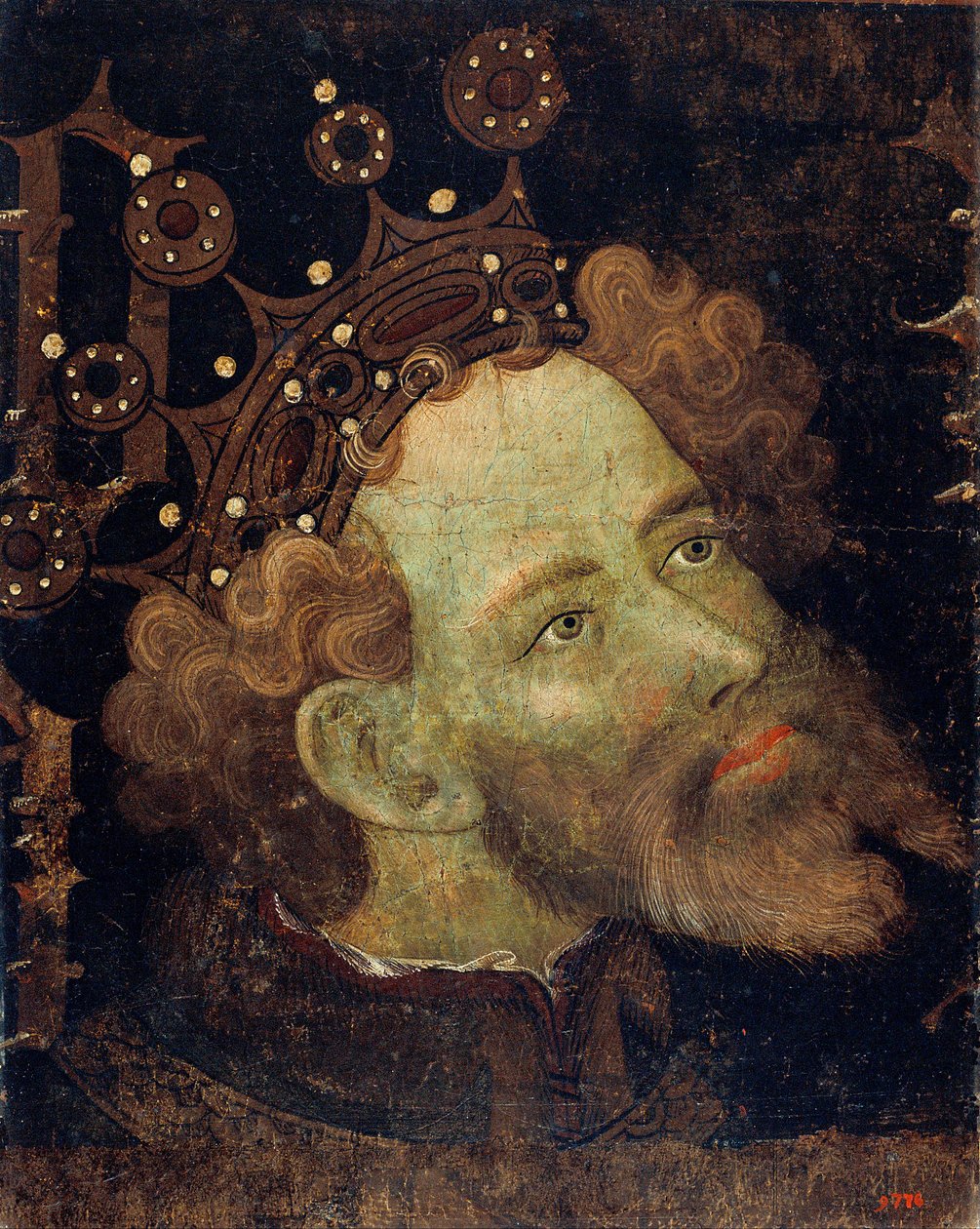 Aragóniai IV. Pierre dit le Ceremonieux - IV. Péter (1319-1387), Aragónia királya - Peinture de Jaume (Jaime) Mateu (1382-1452) - 1427 - Tempera a panelen - 56,3x45,3 - Katalónia Nemzeti Művészeti Múzeum , Barcelona alkotó: Jaume Mateu