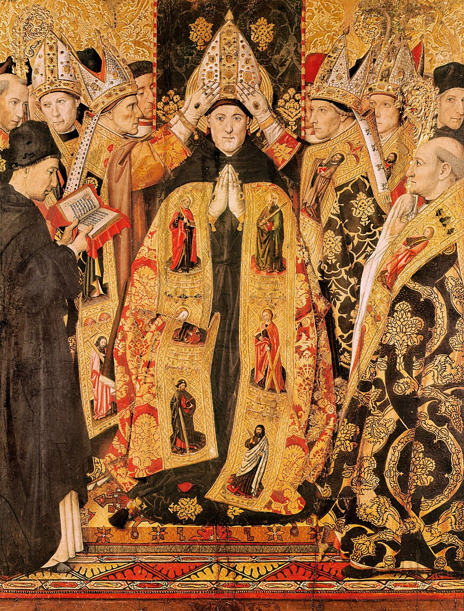 "" Hippói Szent Ágoston felszentelése "" Szent Ágoston oltárképe. Jaume Huguet (1415-1492) Detrempe fán. 1466-1475. A barcelonai Szent Ágoston-templomból. alkotó: Jaume Huguet