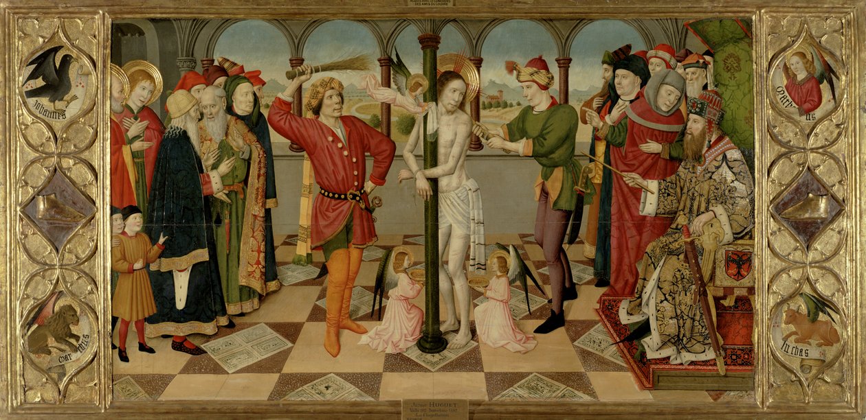 Krisztus korbácsolása, 1450-60 körül alkotó: Jaume Huguet