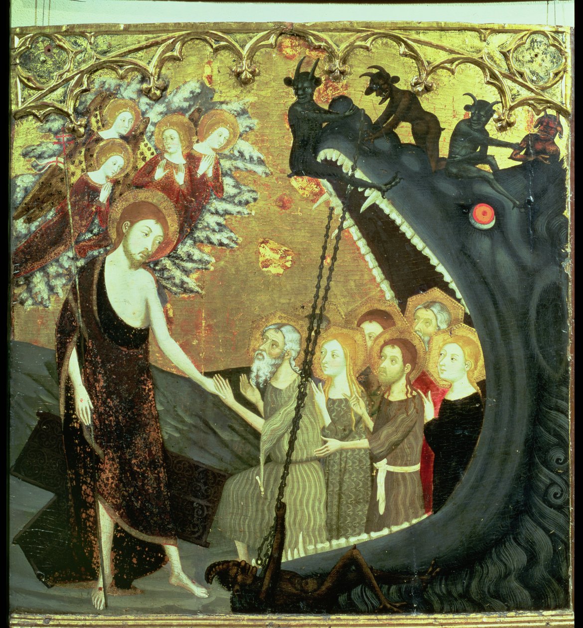 A Limbóba süllyedés tablója, a zaragozai Santo Sepulchro kolostor oltárképéről (tempera a panelen) alkotó: Jaume Serra