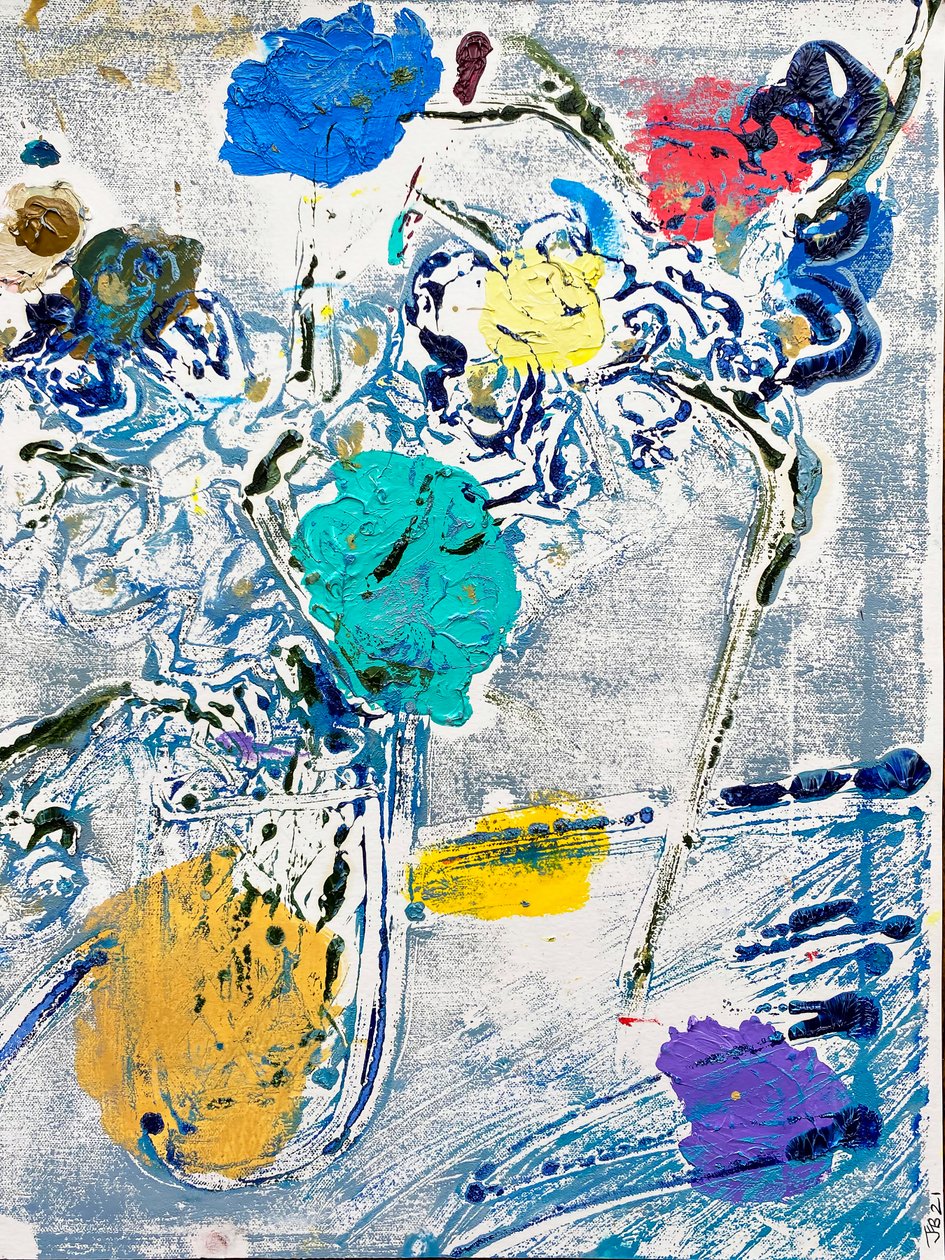 Fleur De Sel No. 09 Kék színes monotípia, 2021 (olaj, papír) alkotó: Jay Batlle